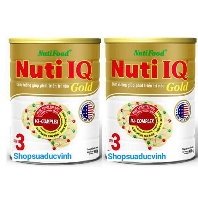 Bộ 2 hộp Sữa bột NutiFood Nuti IQ Gold 3 (900g)