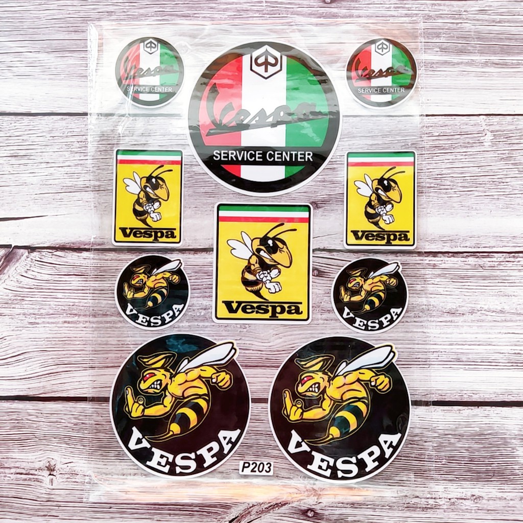 Decal tem dán Vespa Piaggio Italia mẫu mã đa dạng, sắc nét, không đụng hàng