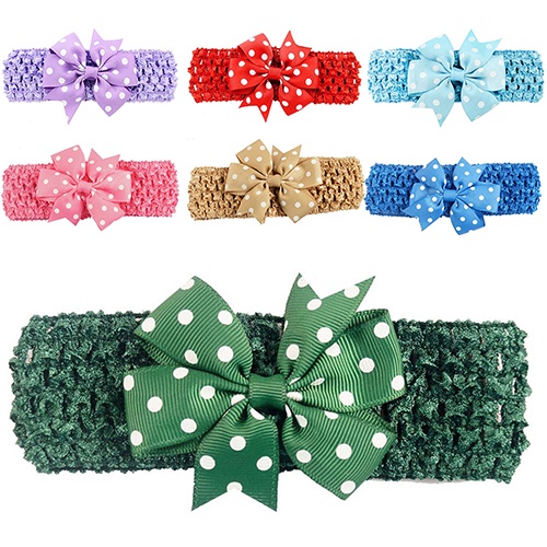 Băng Đô Cài Tóc Phối Hoa Chấm Bi Cho Bé Gái