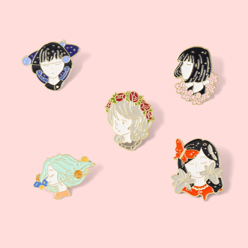 Ghim cài QIHE JEWELRY tráng men họa tiết hoa bướm làm quà tặng cho bạn bè với 5 kiểu tùy chọn
