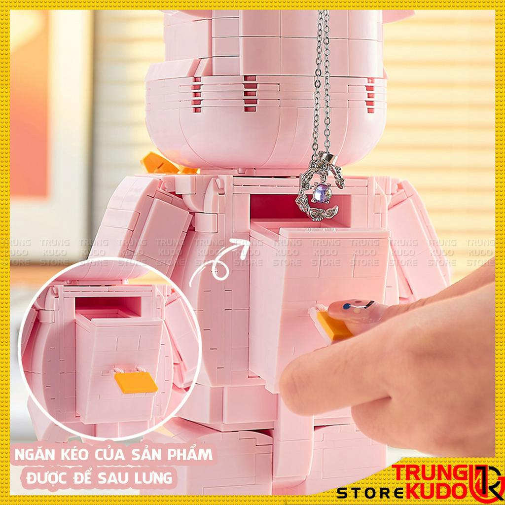 Đồ chơi lắp ráp Bearbrick - Mô hình Bearbrick mảnh trơn BlackPink làm quà tặng trang trí decor