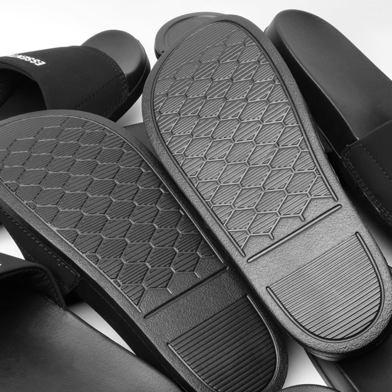 Dép quai ngang slipper ESSENTIALS FOG Basic chữ đen Unisex phong cách ulzzang - Gin Store