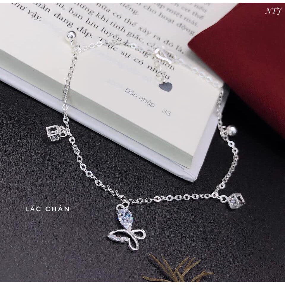 LẮC CHÂN BƯỚM GẮN ĐÁ SIÊU XINH LINH MIU SILVER