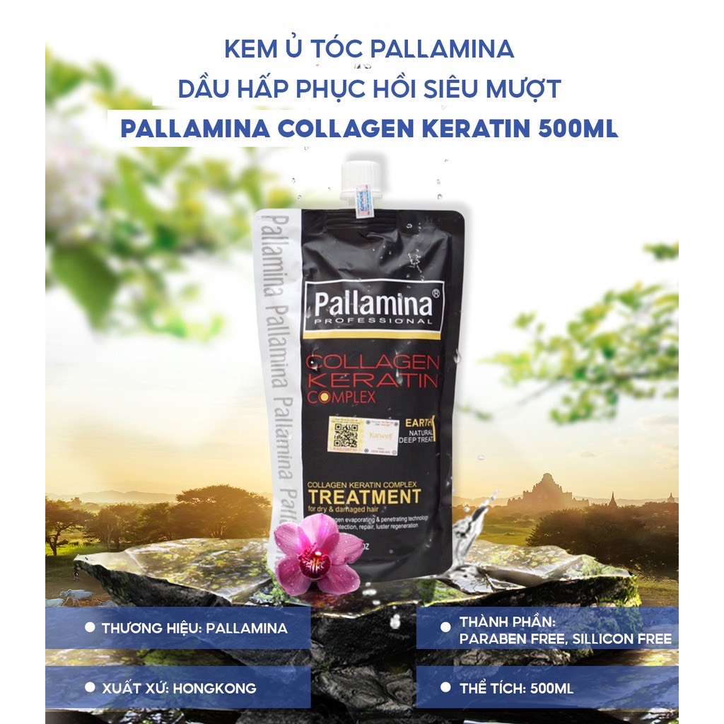 Kem ủ tóc keratin PALLAMINA 500ML phục hồi tóc hư tổn siêu mượt hương nước hoa hàng chuyên dùng cho các salon