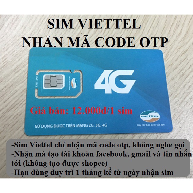 Sim viettel chỉ nhận mã code otp tạo các tài khoản - Mua lẻ giá sỉ