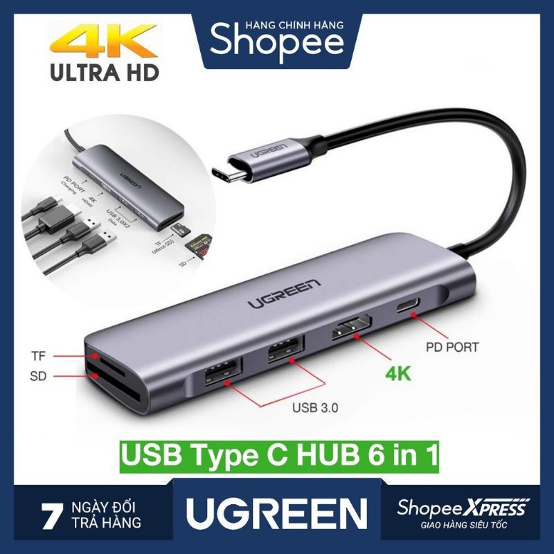 Hub Ugreen 70411 type C cho MacBook và các thiết bị cổng C