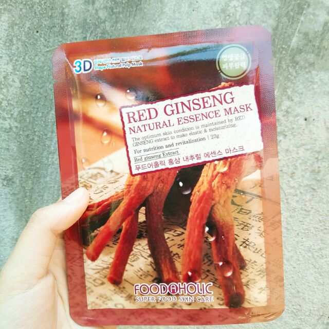 Mặt nạ hồng sâm 3D Foodaholic - Red ginseng natural essence mask