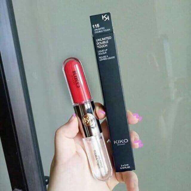Son kiko double touch 2 đầu, 1 đầu dưỡng, 1 đầu son màu xinh xắn