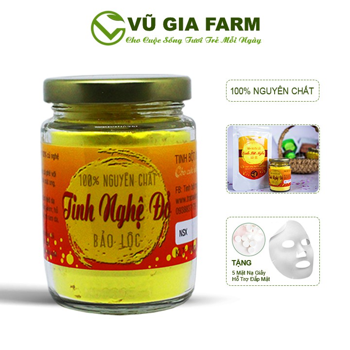 [Mã LTBAUAB14 giảm 7% đơn 99K] Tinh Nghệ Đỏ Nguyên Chất Bảo Lộc Vũ Gia [100gr-hũ] + Tặng 5 Mặt Nạ Giấy Đắp Mặt