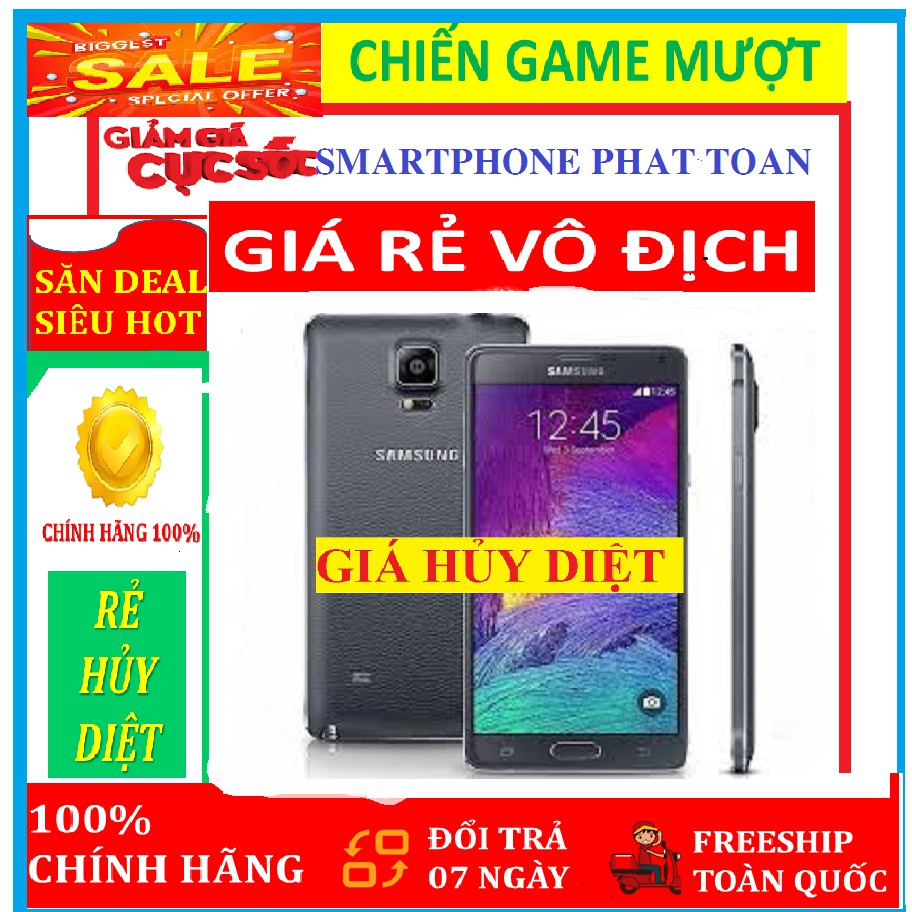 [Chơi PUBG/Liên Quân mượt]  Điện Thoại - SAMSUNG GALAXY NOTE 4 2sim  FULLBOX - ram 3G/rom 32G, đủ màu