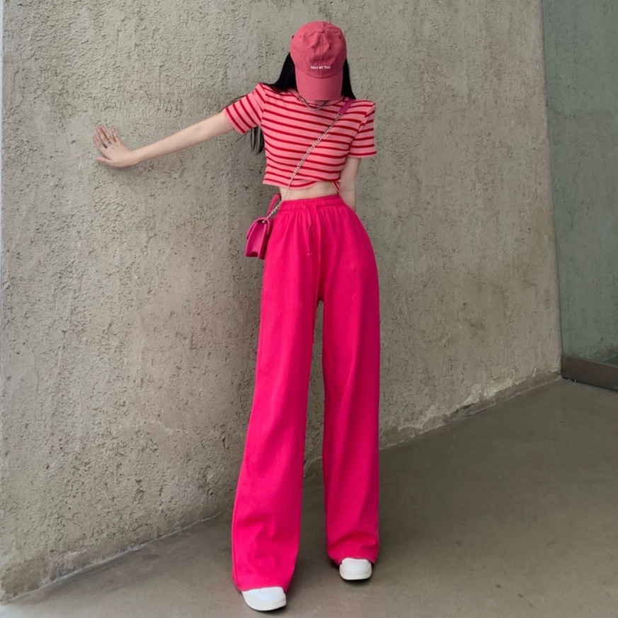 Set áo thun tay ngắn kẻ sọc phối quần dài thời trang mùa hè năng động (có bán lẻ)
