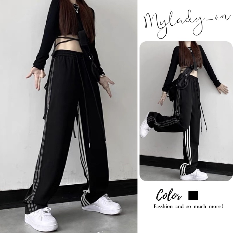 Quần thể thao 🌸 Quần jogger nữ 3 sọc chỉ nổi sporty phong cách Hàn Quốc Ulzzang Mylady