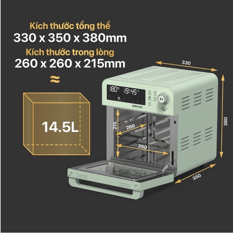 Nồi Chiên Không Dầu 2GOOD S20 ,S19 , S18 Inox 304 - 15 Lít - Chế Biến Cùng Lúc 2 Món