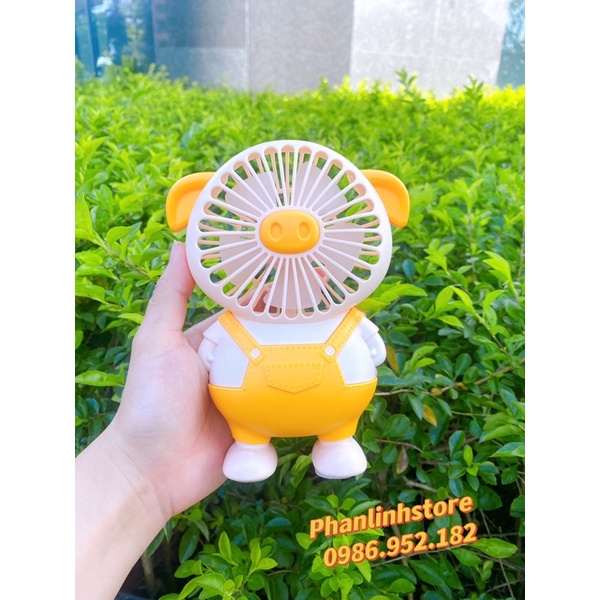 Quạt Tích Điện Cầm Tay Hình Heo Siêu Đáng Yêu 💖FREE SHIP 💖 Quạt Tích Điện Để Bàn Nhỏ Gọn, Tiện Lợi ( ảnh thật 100%)