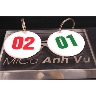 Combo 10 Thẻ Mica Móc Khóa Khắc Số Tùy Chọn