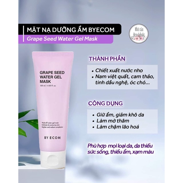 [DATE T11.2022] Mặt nạ nho BYECOM GRAPE SEED WATER GEL MASK