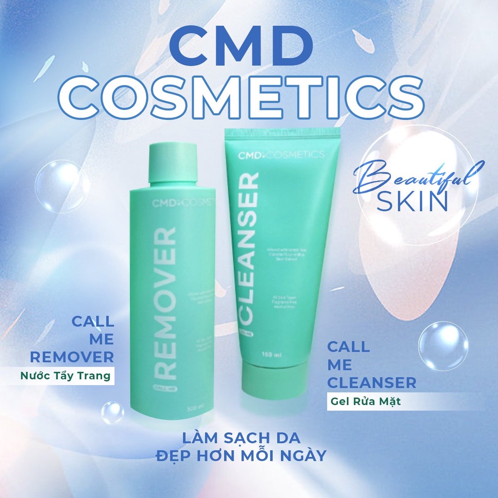 Bộ Sữa Rửa Mặt &amp; Nước Tẩy Trang CMD COSMETICS Chống Lão Hoá, Làm Dịu Da &amp; Ngừa Mụn (Call Me Remover &amp; Call Me Cleanser)