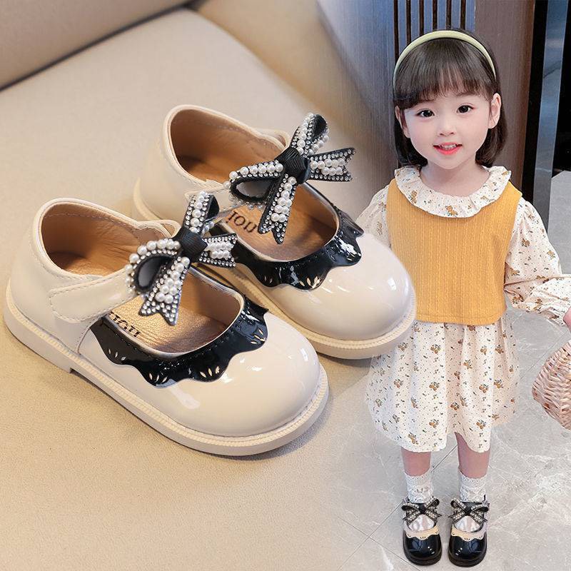 Giày búp bê đính nơ kèm hạt lấp lánh cho bé gái phong cách Hàn Quốc, mẫu hot 2022 - Hàng Quảng Châu Cao Cấp (H615)