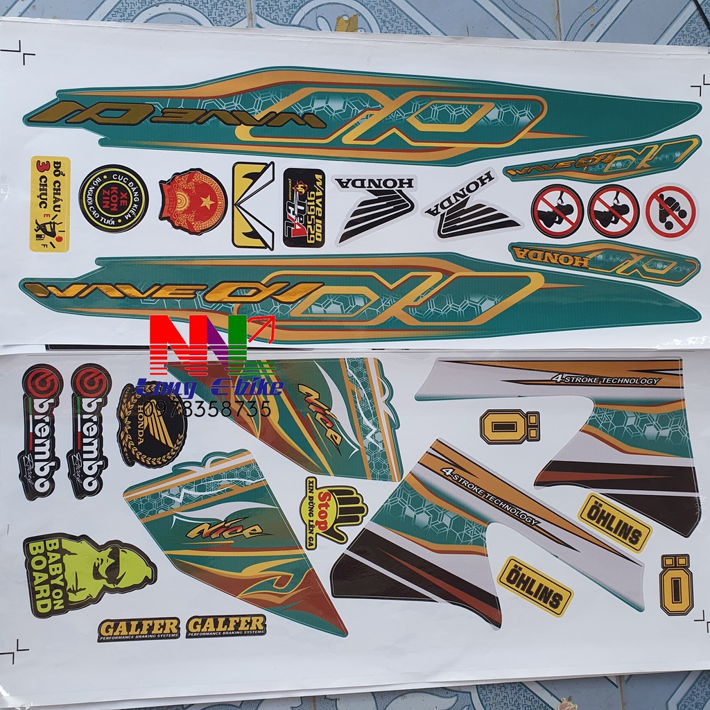 tem wave A 100 và 50cc ghép crom nhiều màu