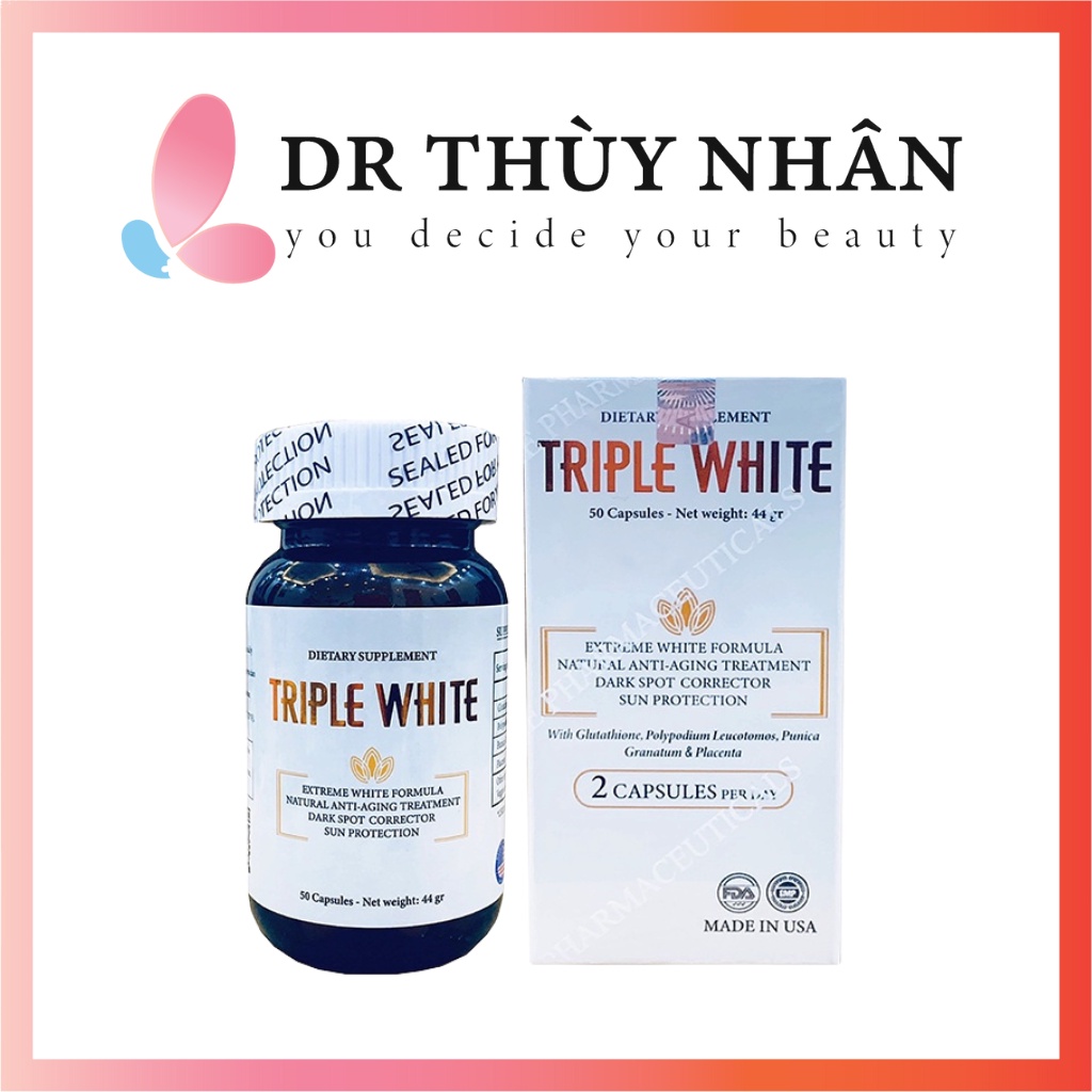 Viên uống sáng da Tripple White làm mờ nám, giảm thâm chống nắng của Mỹ  authentic