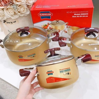 BỘ 3 NỒI NHÔM CAO CẤP  Sunhouse