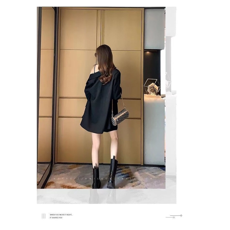 Đầm IELGY hai dây mỏng màu trơn phong cách Hàn Quốc đơn giản thời trang mùa hè dành cho nữ