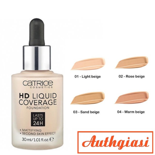 [Mã COS1111 giảm 8% đơn 250K] Kem nền kiềm dầu Catrice HD 24h Liquid Coverage Foundation che phủ tốt [Mẫu Mới 2019] | Thế Giới Skin Care