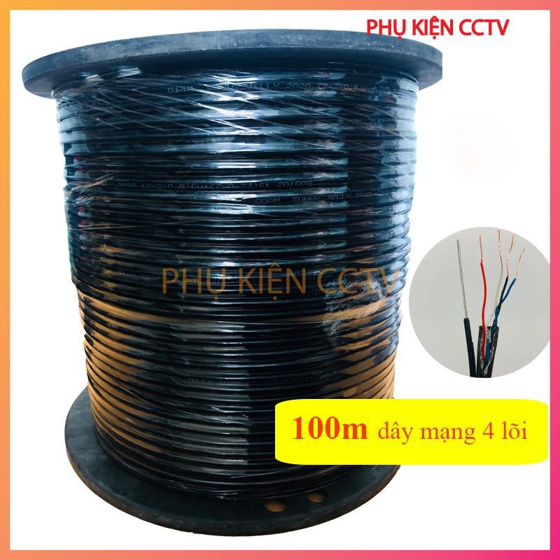 [100m] Dây Cáp Mạng 4 lõi đồng có gia cường bấm sẵn 2 đầu