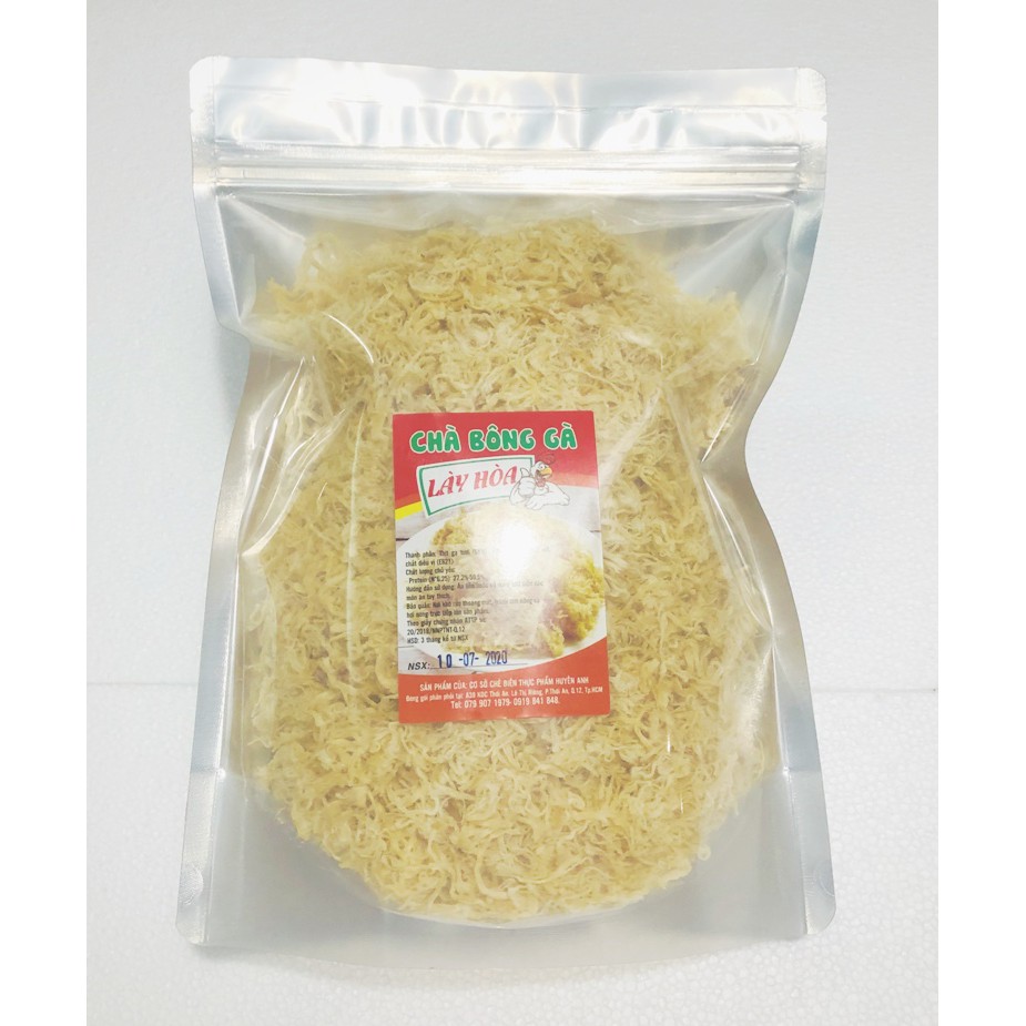 500gr Chà bông gà Lày Hòa, sản xuất từ những nguyên liệu tươi mới, đảm bảo vệ sinh ATTP (túi zipper 500gr)