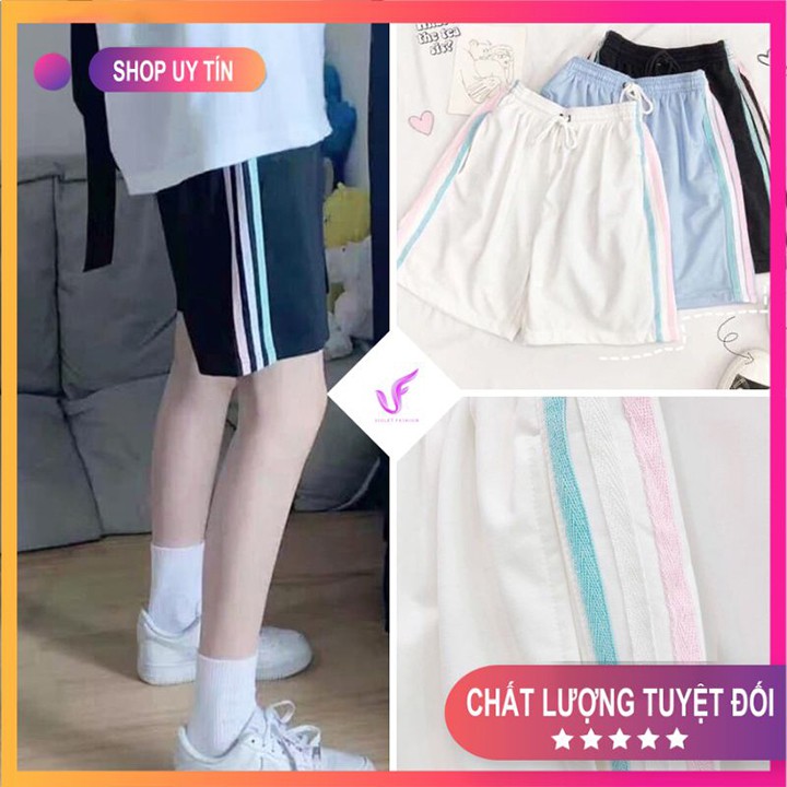 Quần Short ☀️[FREESHIP]☀️ Quần đùi 3 sọc cầu vồng-Unisex, chất liệu thun thoáng mát-dễ phối đồ Mã TT12