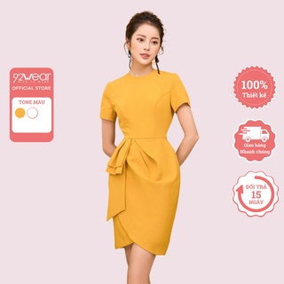 Đầm công sở 92WEAR dáng xòe dự tiệc, đi dạo, thanh lịch, tôn dáng DEA1682