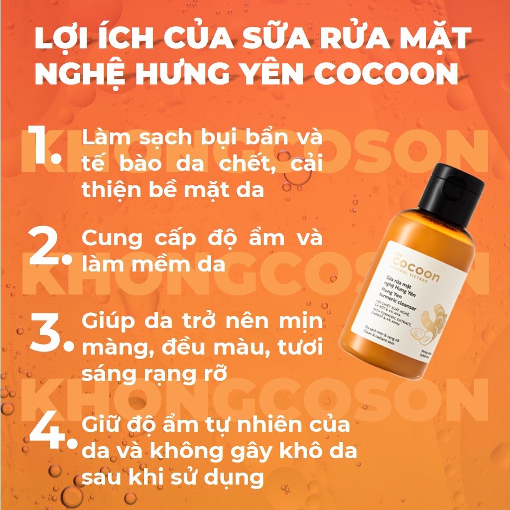 Sữa Rửa Mặt Nghệ Hưng Yên Cocoon Tẩy Tế Bào Chết 140ml - Khongcoson