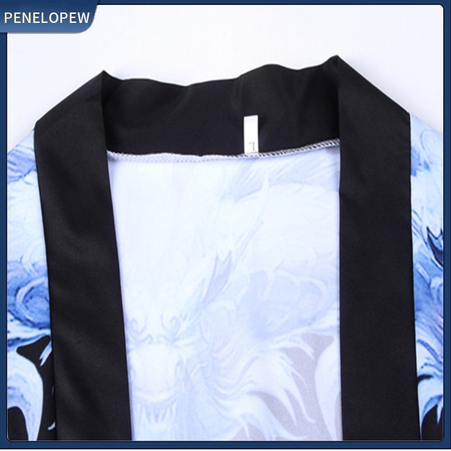Áo Khoác Kimono Tay 3/4 In Hình Rồng Phong Cách Trung Hoa Dành Cho Nam Và Nữ