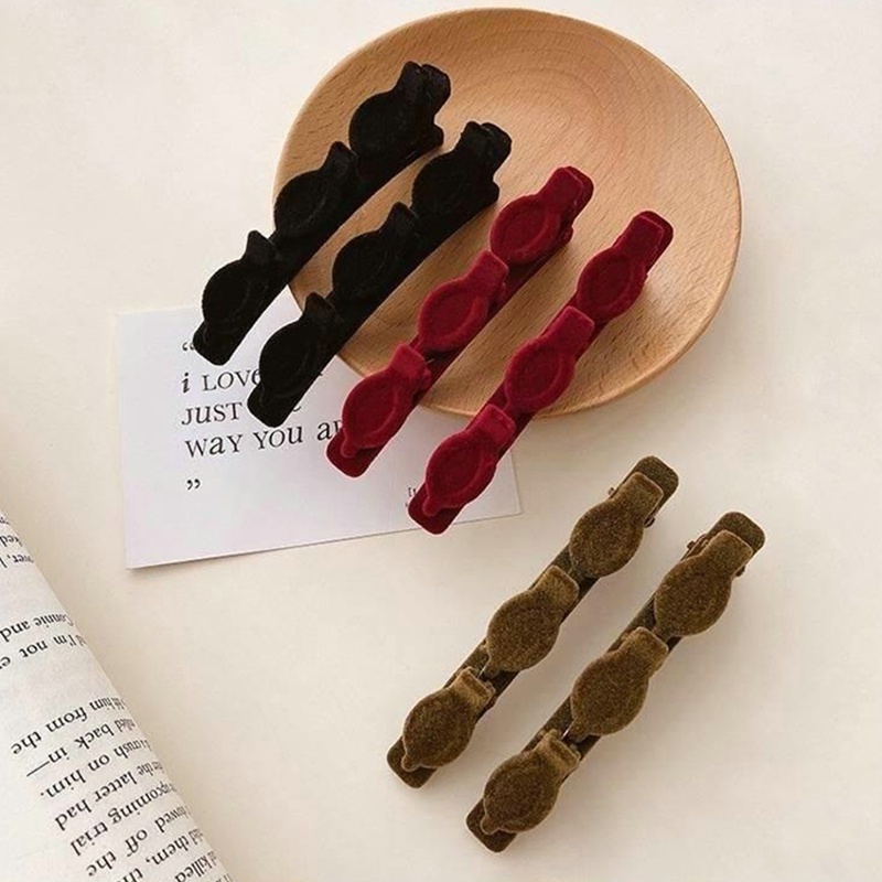 Kẹp Tóc Vải Nhung Màu Đỏ Đen Thời Trang Cho Nữ dreamdiary