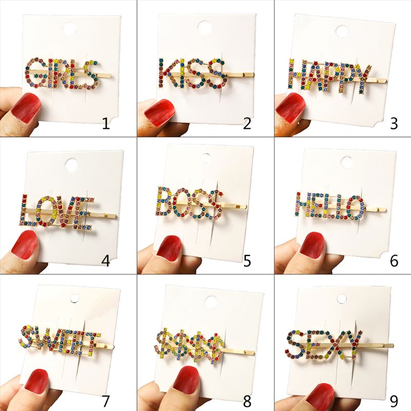 Kẹp Tóc Đính Đá Chữ Cái Tiếng Anh Lấp Lánh Thời Trang Cho Nữ