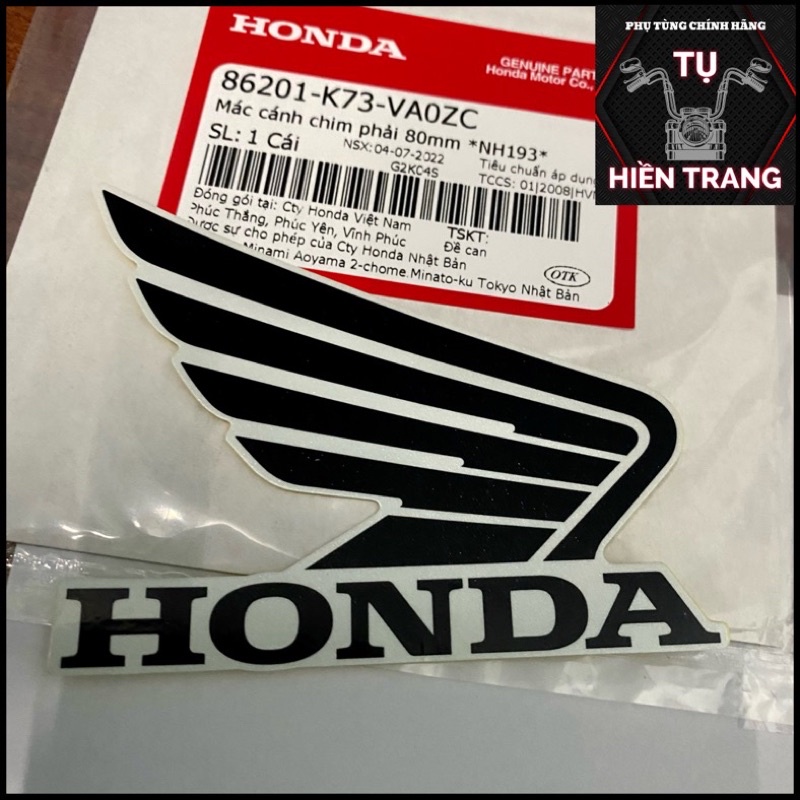 TEM CÁNH CHIM MÀU ĐEN NỀN TRẮNG ZIN FUTURE 2022 MÀU TRẮNG CHÍNH HÃNG HONDA VIỆT NAM