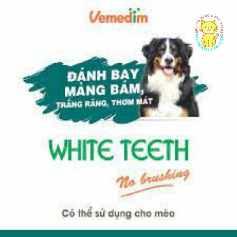 Nước súc miệng đánh bay mảng bám, trắng răng, thơm mát dùng cho CHÓ MÈO VEMEDIM WHITE TEETH 100ml