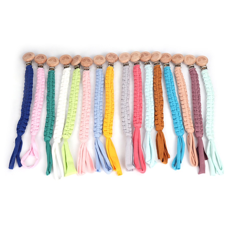 Bộ 4 Đồ Chơi Ngậm Mọc Răng Với Dây Xích Kẹp Núm Ti Giả DIY Bằng Cotton Dệt Cho Bé Giá Đỡ