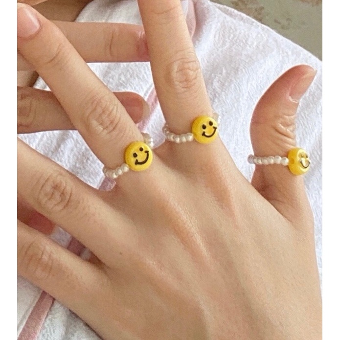 Nhẫn hạt trai mặt cười