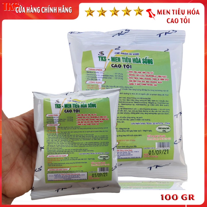 TKS - MEN TIÊU HÓA SỐNG CAO TỎI: Tằn Cường Đề Kháng Vật Nuôi  - Gói 100 gr