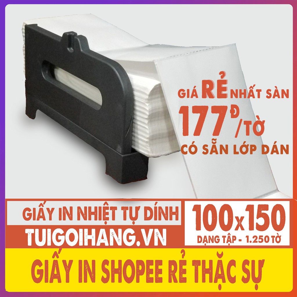 [177d/Tờ Siêu Rẻ] Giấy In Nhiệt Tự Dính Dạng Tập 1250 Tem In Đơn Shopee TMĐT CÓ SẴN LỚP DÁN