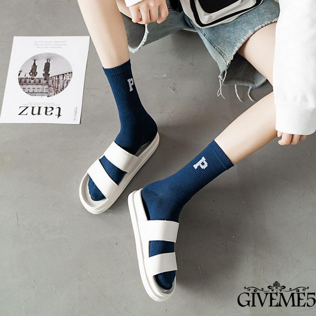 Vớ Thể Thao Cổ Cao Co Giãn In Chữ Thời Trang Cho Nữ