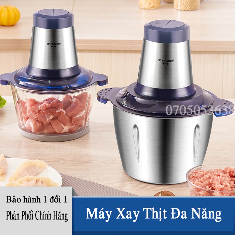 Máy Xay Thịt Đa Năng PESKOE XNR-11 Cối Inox, Thủy Tinh 4 Lưỡi  Công suất 300W Dung Tích 2L/3L