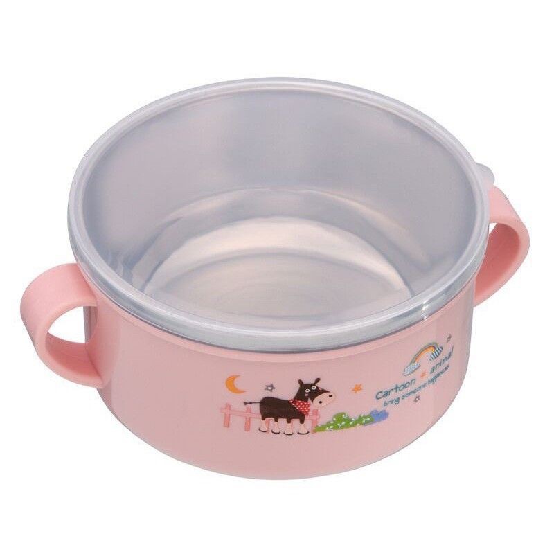 Nini_kids: Bát ăn dặm inox 2 lớp giữ nhiệt, đồ dùng ăn dặm cho bé