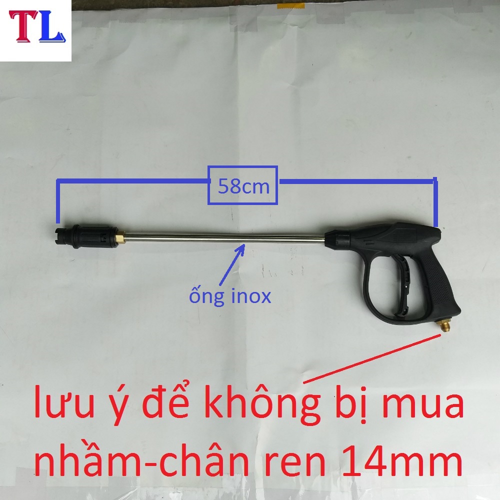 Súng rửa xe áp lực gia đình + cần nối 36cm ❤️FREESHIP❤️ súng đen ren ngoài 14mm và 22mm