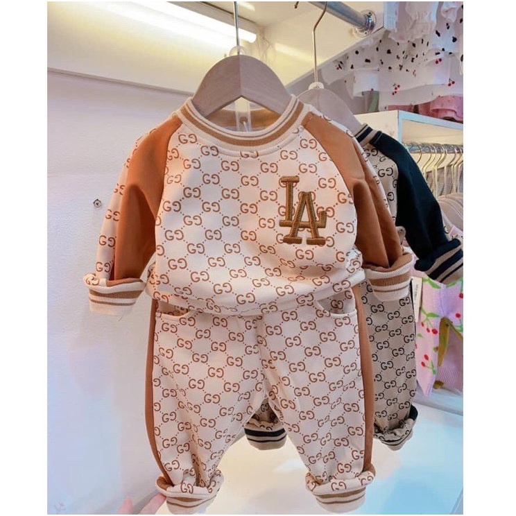 Bộ Quần Áo Dài Tay L.A Thu Đông Cho Bé Trai Bé Gái, Bộ Quần Áo Trẻ Em Mặc Nhà - Moobaby shop