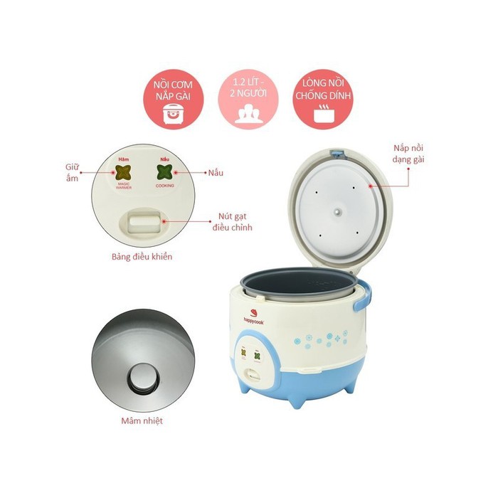 NỒI CƠM ĐIỆN HAPPYCOOK HC-120 CHỐNG DÍNH CÔNG SUẤT 365W