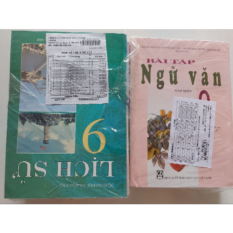 Trọn bộ SGK SBT lớp 1, 5, 6, 8, 9, 12 + bao kiếng + nhãn vở