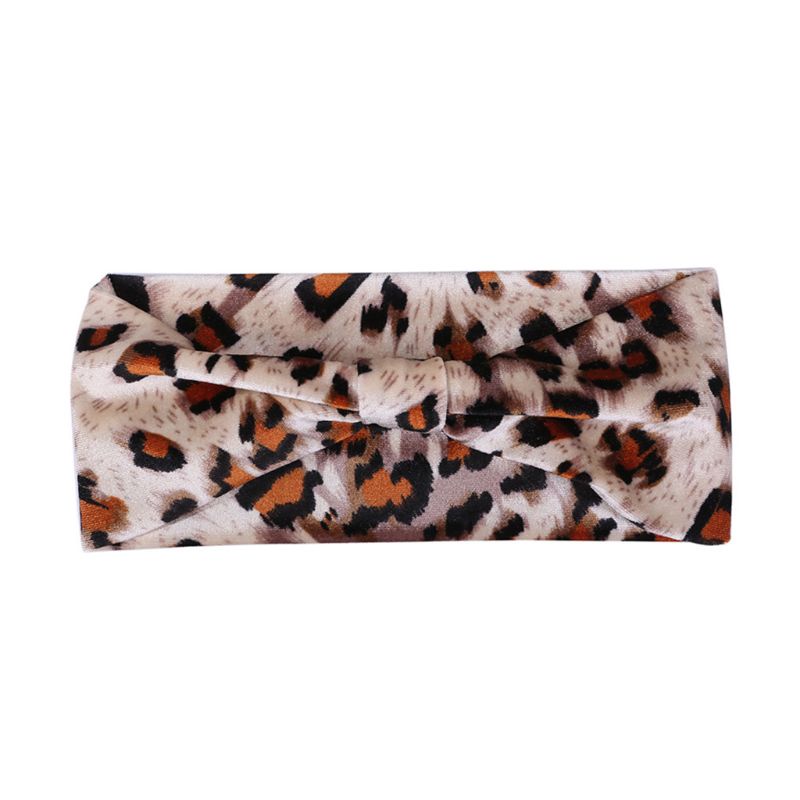 Băng Đô Thể Thao Bản Rộng In Họa Tiết Da Báo Phong Cách Boho Hàn Quốc Cho Nữ