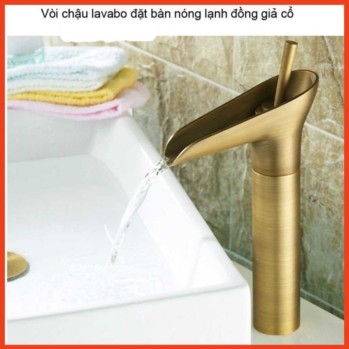 Vòi nước nóng lạnh chậu rửa mặt, Vòi lavabo kiểu đồng cổ dùng cho lavabo đặt bàn